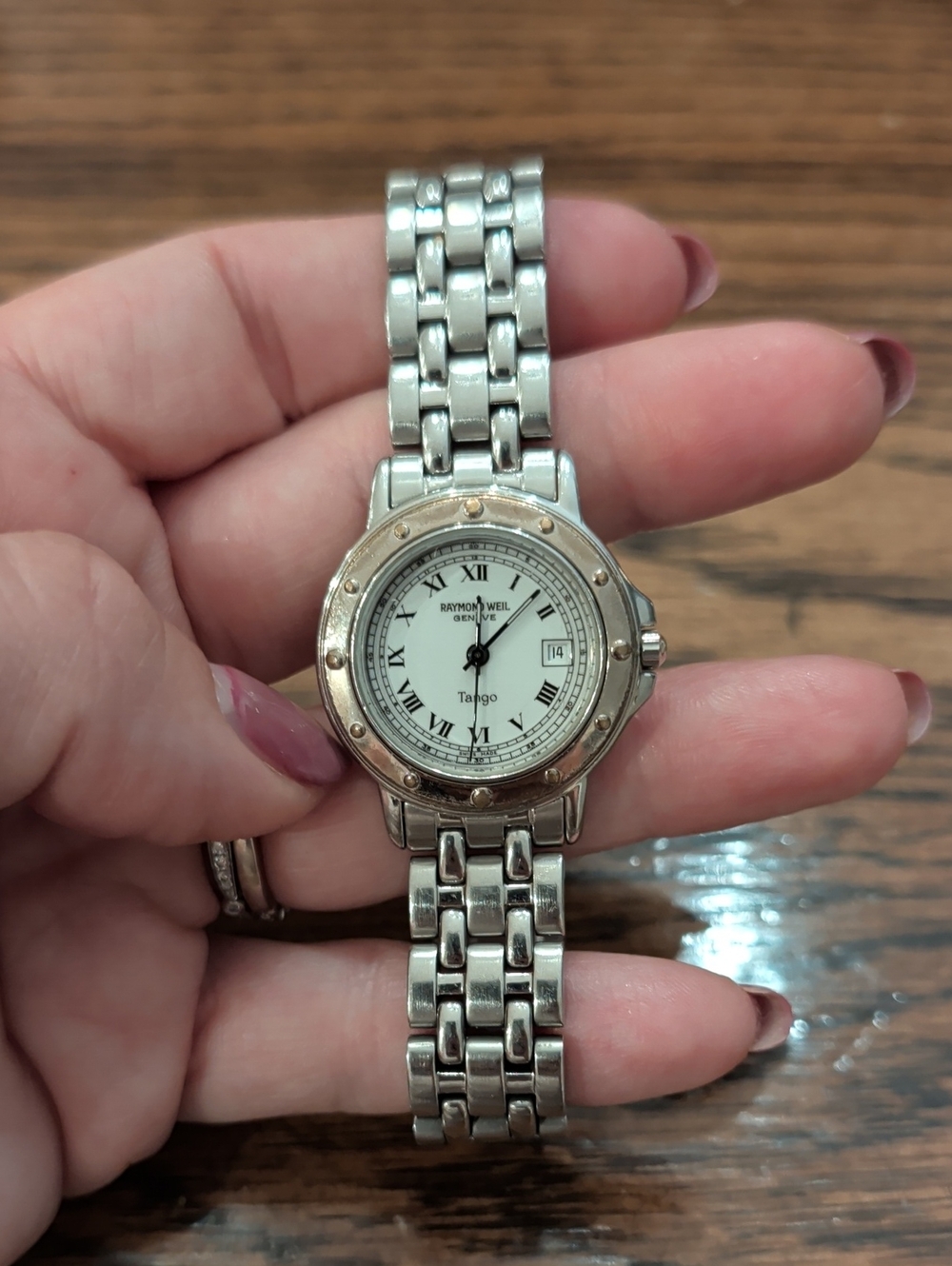 Raymond Weil Two-Tone Silver and Gold Bracelet Watch with White Dial